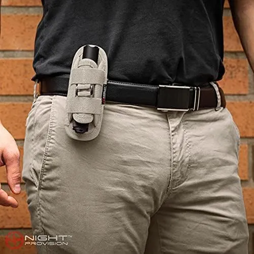TH1 Tactical Flashlight Holster Duty Belt Pouch Stretchable Rotatable Clip 360 Degree Holder for Police Military Security Belt
