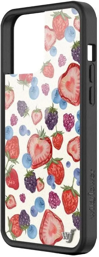 Wildflower Cases - Fruit Tart Case, Compatible with Apple iPhone 13 Pro Max | Berries, Fruit, Cute, White, Trendy, Blue - Protective Black Bumper, 4ft Drop Test Certified, Women Owned Small Business
