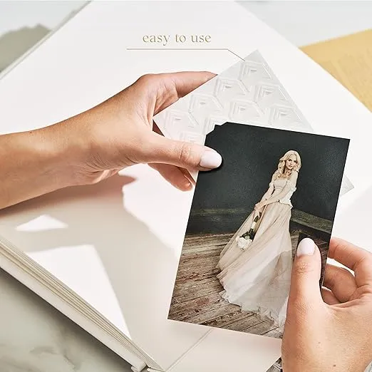 Premium Scrapbook Album for Wedding Guest Book and Family Photos | 100 Pages for Multiple Sizes, 4x6, 5x7, 6x8, 8x10 | White Linen Acid Free Picture Album with Adhesive Corners | Coffee Table Book