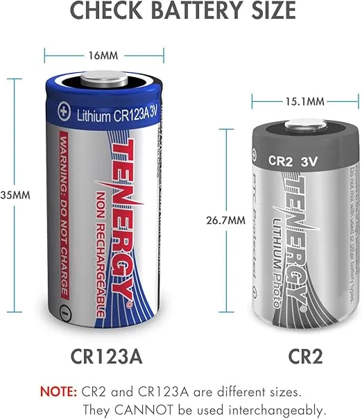 Tenergy 3V CR123A Lithium Battery, High Performance 1500mAh CR123A Cell Batteries [UL Certified] PTC Protected, Smart Sensors Replacement CR123A Batteries, 24 Pack (Non-Rechargeable)