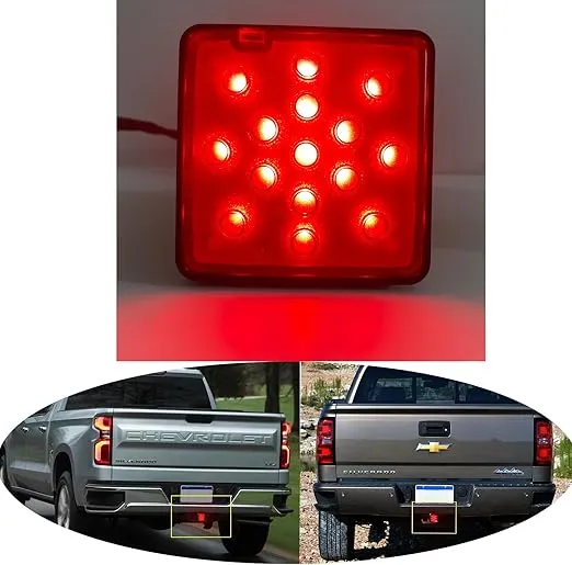 Red Lens Tow Hitch Receiver Brake Tail Light Compatible with Truck SUV Trailer Equipped Class 3/4/5 2-Inch Towing Adapter Hole(Powered by 15 Super Bright Red LED Bulbs) (Red Lens)