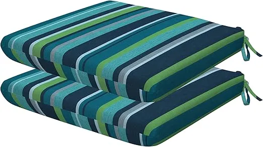 Honeycomb Outdoor Universal Seat Cushion Set, 18" x 17.5", Stripe Poolside Outdoor Chair Cushions