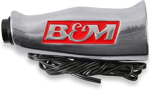 B&M 80658 Brushed Aluminum T-Handle Shifter Grip with Button and SAE Thread Inserts