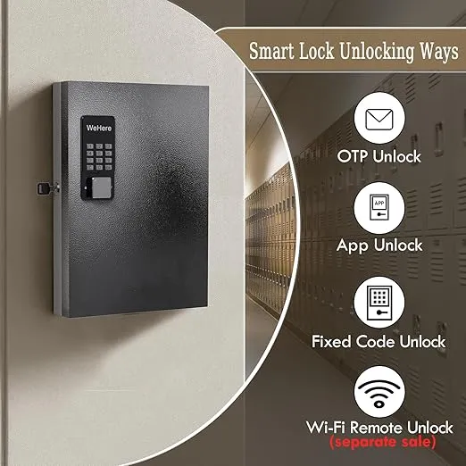 32 Key Lock Box Wall Mount, Smart Key Cabinet One Time Password/APP Bluetooth/Fixed/Wi-Fi Remote/Key Unlock, Key Management for Valets/Realtors/Office/Hotel
