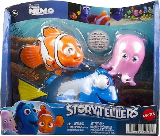 Mattel Disney Pixar Finding Nemo Action Figure Storyteller 3 Pack, Nemo Dory and Pearl Characters, Posable Movie Toys at 4-inch Scale