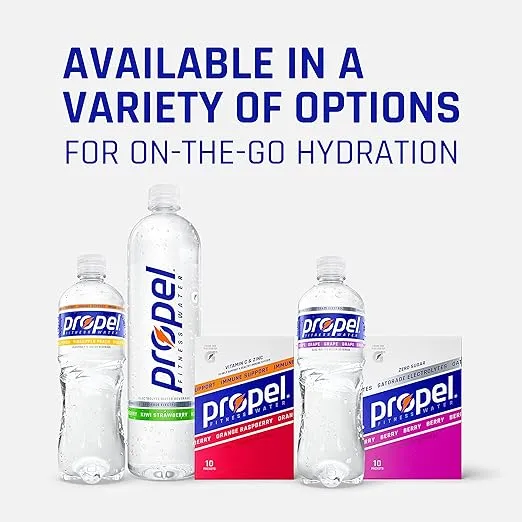 Propel Powder Packets, 3 Flavor Variety Pack, Electrolytes, Vitamins and No Sugar, Packaging May Vary, 0.88 Ounce (Pack of 5)