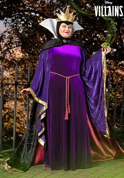 Plus Size Disney Snow White Evil Queen Costume for Women, Disney Villains Costume with Robe & Crown Accessory
