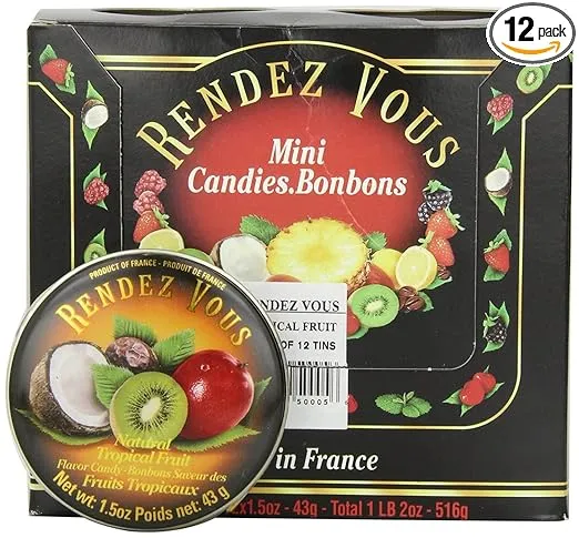 Rendez Vous®, French Mini Candies, Tropical Fruit, 1.5 oz (Pack of 12)
