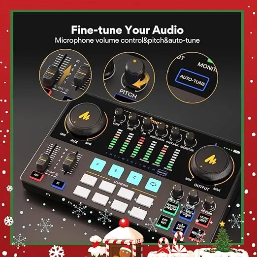 MAONO-MaonoCaster-Podcast Equipment Bundle for 2-includes All-in-one Audio Interface with Premium Mic Preamp, XLR Condenser Microphone, and 3.5MM Mic for Podcast Recording, Streaming, DJ (AME2 Duo)
