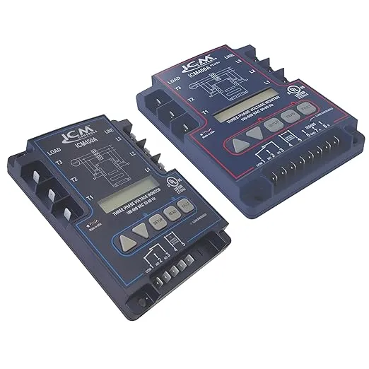 ICM450A 3-Phase Programmable Line Voltage Monitor w/Backlit Digital Display; 25-Fault Memory; English and Spanish
