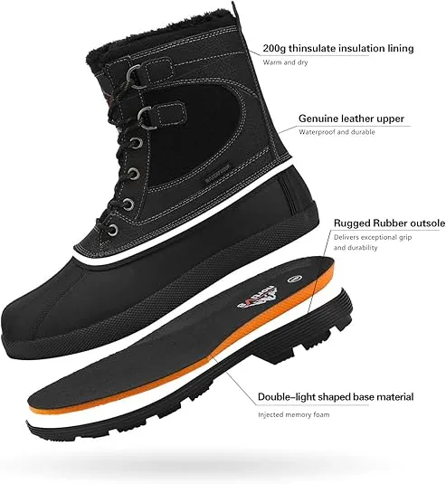 NORTIV 8 Men's Waterproof Winter Snow Boots