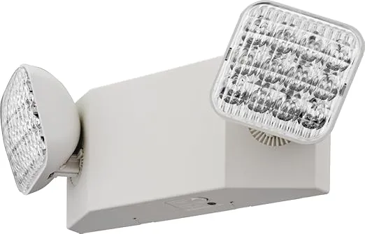Lithonia Lighting EU2C M6 LED Emergency Light for Office, Business, Restaurants, and Commercial Use, 2 Lamps, 90-Minute Battery Backup Power, Square, Ivory White
