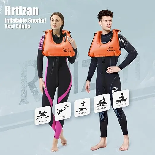 Rrtizan Snorkel Vest, Adults Portable Inflatable Swim Vest Buoyancy Aid Swim Jackets for Men & Women