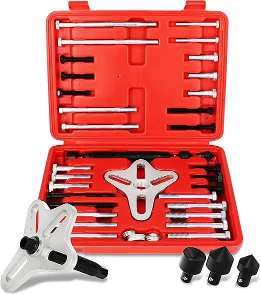 ABN Harmonic Balancer Puller 46-Piece Tool Kit – Flywheel Remover, Crankshaft Pulley Removal, Steering Wheel Pulling Set