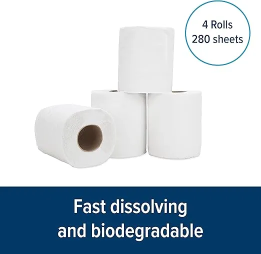 Camco Marine & RV Toilet Paper - 4-Rolls - 1-Ply Quick Dissolve RV & Marine Septic Safe Bath Tissue - Dye & Fragrance Free - 280 Sheets Per Roll (40275)