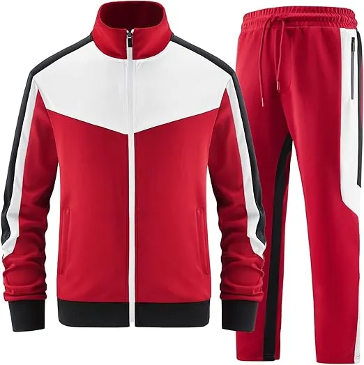 W JIANWANG Men's Casual Tracksuits Long Sleeve Jogging Suits Sweatsuit Sets Track Jackets and Pants 2 Piece Outfit