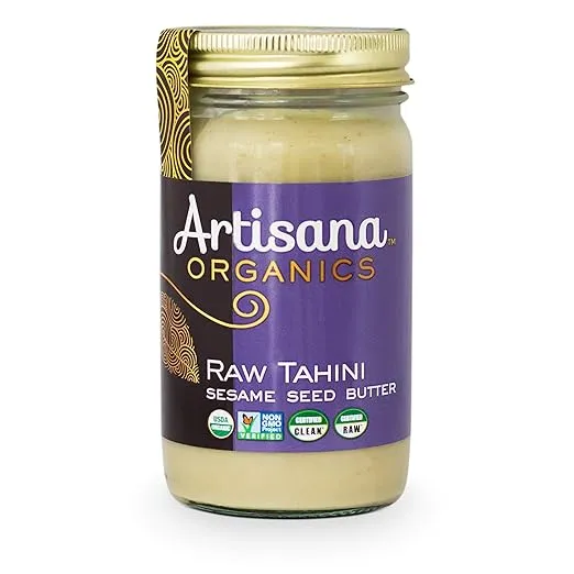 Artisana Organics Raw Tahini Sesame Seed Butter - Just One Ingredient, Unroasted, Vegan, Paleo and Keto Friendly, Non-GMO, 14oz Jar