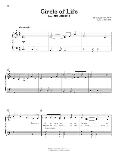 Disney Songs for Kids - Easy Piano Songbook