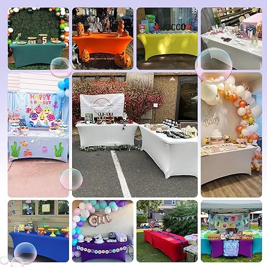 ABCCANOPY Spandex Tablecloths for 6 ft Home Rectangular Table Fitted Stretch Table Cover Polyester Tablecover Lash Bed Cover Table Toppers Massage Christmas Table Cover