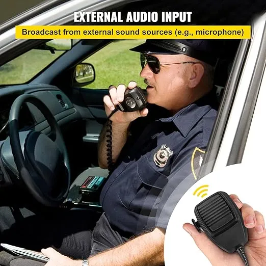 VEVOR Police Sirens 200W 9-Tone Car Warning Alarm Handhold Microphone Light Control Switches Emergency Electronic PA System for Cars Fire Trucks