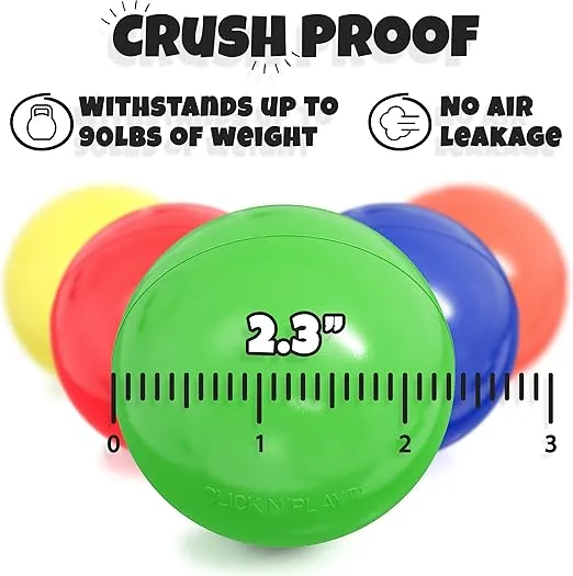 Click N' Play Plastic Balls for Ball Pit, Phthalate & BPA Free, Crush Proof Play Balls for Ball Pit, Pit Balls in Assorted Colors in Reusable and Durable Storage Mesh Bag with Zipper | 200, 1000 count