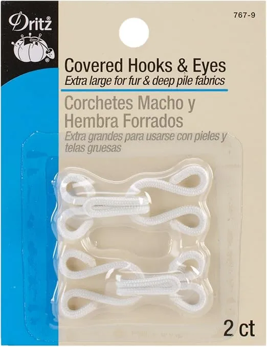 Dritz Covered Hooks & Eyes, Extra Large, 2 Set, White