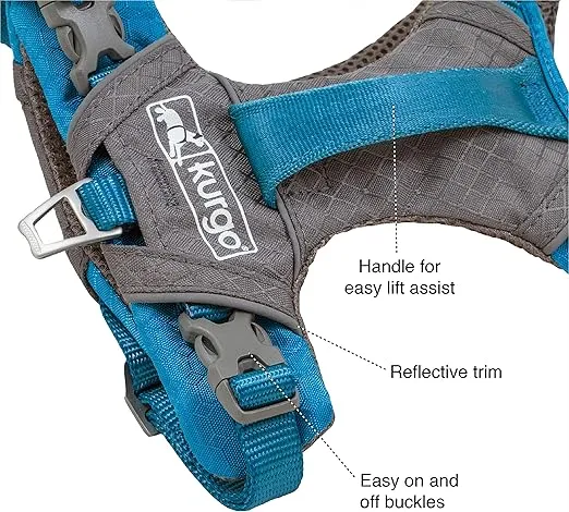 Kurgo Journey Air Dog Harness, Vest Harnesses for Dogs, Pet Hiking Harness for Running & Walking, Reflective, Padded, Includes Control Handle, No Pull Front Clip (Red, X-Large)