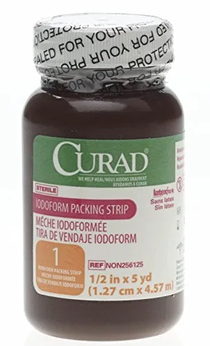 Curad Iodoform Gauze Packing Strip, Sterile, 1/2" x 5yd