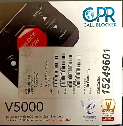 CPR V5000 Call Blocker for Landline Phones, Home Phones, Cordless Phones – Stop All Unwanted Calls, Robocalls, Scam Calls at a Touch of a Button - Join Over 1 Million Satisfied Customers