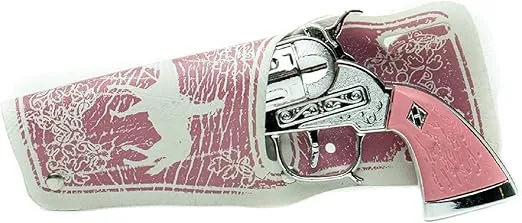 PARRIS CLASSIC QUALITY TOYS EST. 1936 Western Girl Single Holster Set – Pink & White Horse Rider Design with 8.5" Die-Cast Repeater Gun – Ideal Cowgirl Role Play Toy