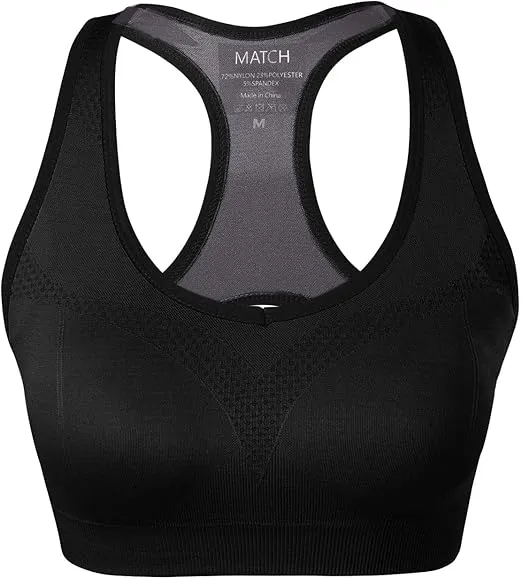Match Racerback Sports Bras for Women – Padded Seamless Strappy Workout Tops for Yoga Gym Runing Fitness Sports Bras