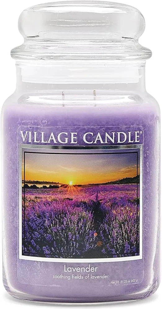 Village Candle Lavender, Large Glass Apothecary Jar, Scented Candle, 21.25 oz, Purple