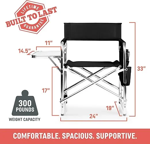 ONIVA - a Picnic Time brand - Sports Chair with Side Table, Beach Chair, Camp Chair for Adults, (Purple)