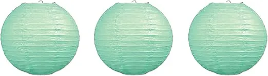 Beistle 3 Piece 9.5" Paper Lanterns, Mint Green