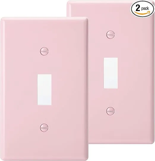 Bates- Light Switch Plates, 2 Pack, Pink Light Switch Cover Plate, Light Covers for Light Switch, Outlet Plate Cover, Light Switch Plate, Light Plates Switch Covers, Wall Switch Plate Cover
