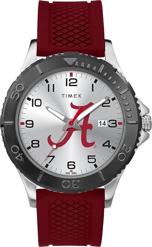 Timex Tribute Men's Collegiate Gamer 42mm Watch – Alabama Crimson Tide with Crimson Silicone Strap