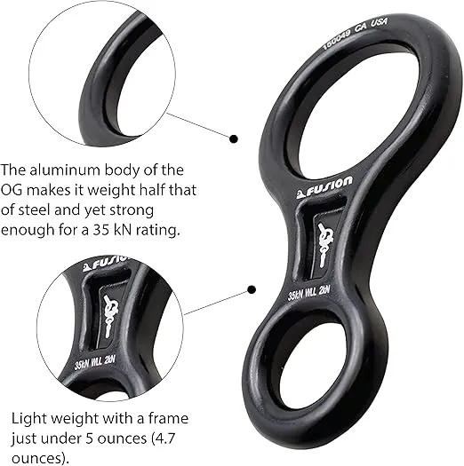 Fusion Climb Aluminum Figure 8 Descender Black