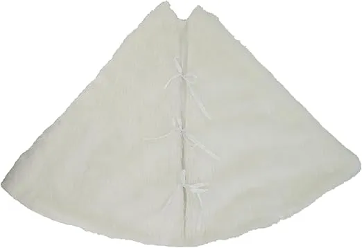 SARO LIFESTYLE Noël Blanc Collection Faux Fur Tree Skirt, 53"x53" Round, White