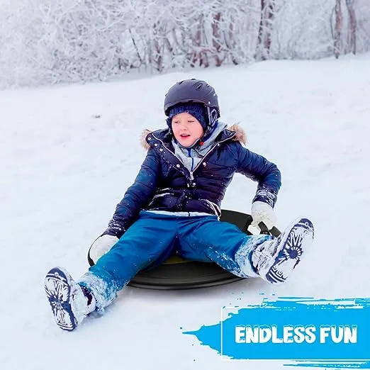 Slippery Racer Heavy-Duty Cold Resistant Downhill Pro Plastic Outdoor Winter Saucer Disc Snow Sled with Handles.