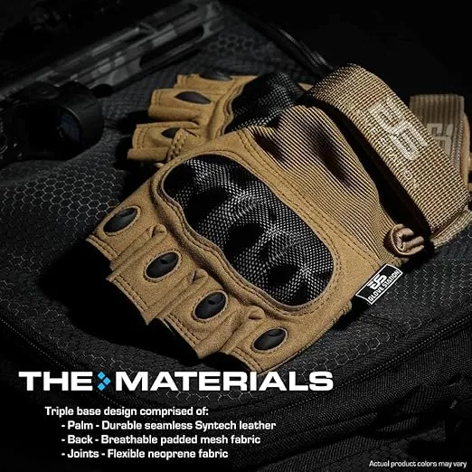 Glove Station- Fingerless Knuckle Tactical Gloves for Men - Motorcycle Gloves for Tactical Shooting, Airsoft, Hunting, Police Work and Hiking