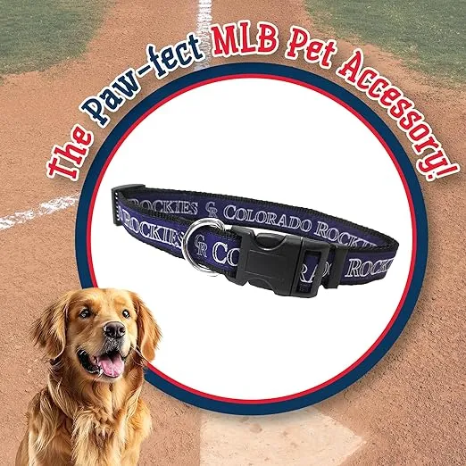MLB Colorado Rockies Licensed PET COLLAR- Heavy-Duty, Strong, and Durable Dog Collar. Available in 29 Baseball Teams and 4 Sizes