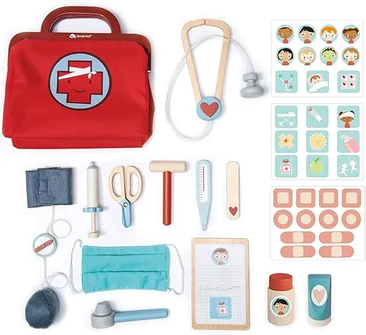Tender Leaf Toys - Doctor's Bag - Doctor Pretend Play Toy Medical Kit for Children- Promotes Imaginary and Creative Roleplay, Helps to Create Health Awareness - Age 3+