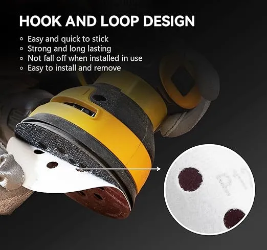 S SATC 72 PCS 5 Inch 8 Hole Hook and Loop Adhesive Sanding Discs Sandpaper for Random Orbital Sander 40 60 80 120 180 240 320 Grits