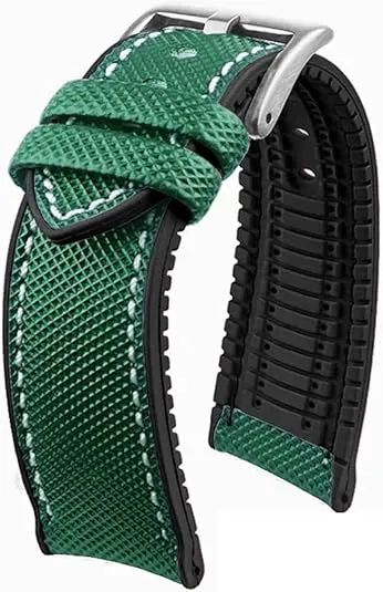 Theo Hybrid Nylon & FKM Rubber Performance Watch Band- Replacement Watch Bands Quality Waterproof- Watch Straps for Men & Women- Deployment Clasp Pin Buckle- Compatible with Most Watches- 22mm, 24mm