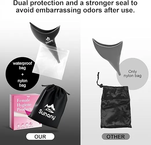 Female Urination Device,Reusable Silicone Female Urinal Foolproof Women Pee Funnel Allows Women to Pee Standing Up,Women's Urinal with Drawstring Bags is The Perfect Companion for Travel and Outdoor
