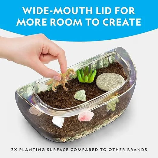 NATIONAL GEOGRAPHIC Light Up Terrarium Kit for Kids - Build a Dinosaur Habitat with Real Plants & Gemstones, Science Kit Gift for Boys & Girls, Dinosaur Toys for Kids (Amazon Exclusive)
