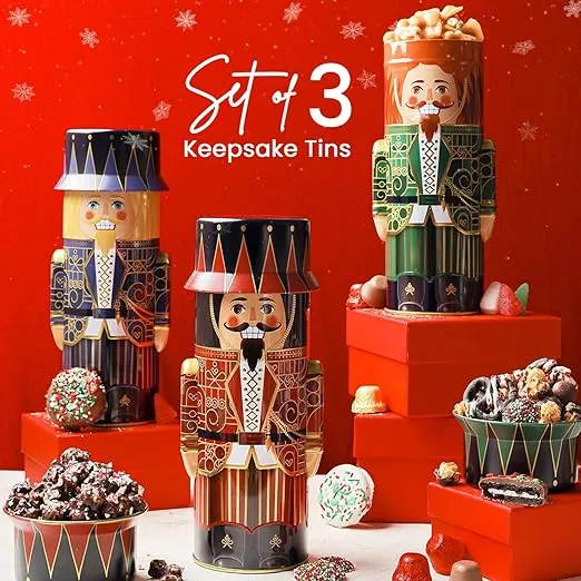 Christmas Gift Baskets - Chocolate, Cookies, Gourmet, Snacks, Candy Brittle, Food, Holiday Care Package for Families, Friends, College, Office, Men, Women, Students,Her, Mom Him Stocking Stuffer Idea