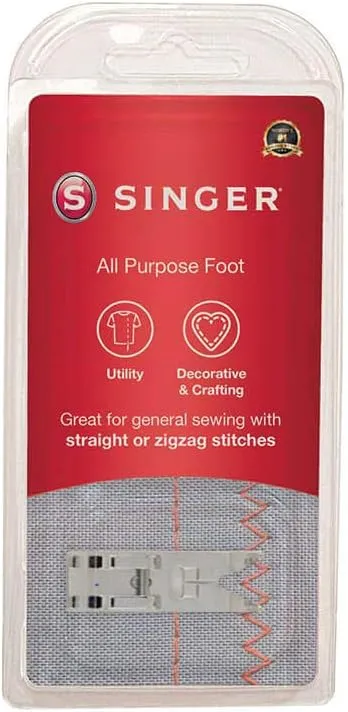 SINGER | All Purpose Presser Foot, Utility & Decorative Stitches, Wide Needle Slot Up to 7mm Stitch Width - Sewing Made Easy
