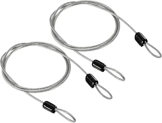 PATIKIL Security Steel Cable 2.5mm x 1m/3.28ft Coated Luggage Lock Wire Rope with Double Loop Transparent 2 Pack