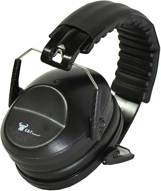 Earmuffs hearing protection with low profile passive folding design 26dB NRR and reduces up to 125dB, black